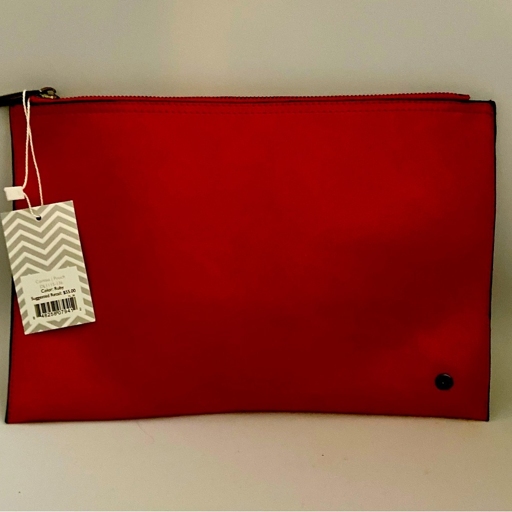 Luscious poppy red leather clutch/pouch from Deux Lux. New w tags.